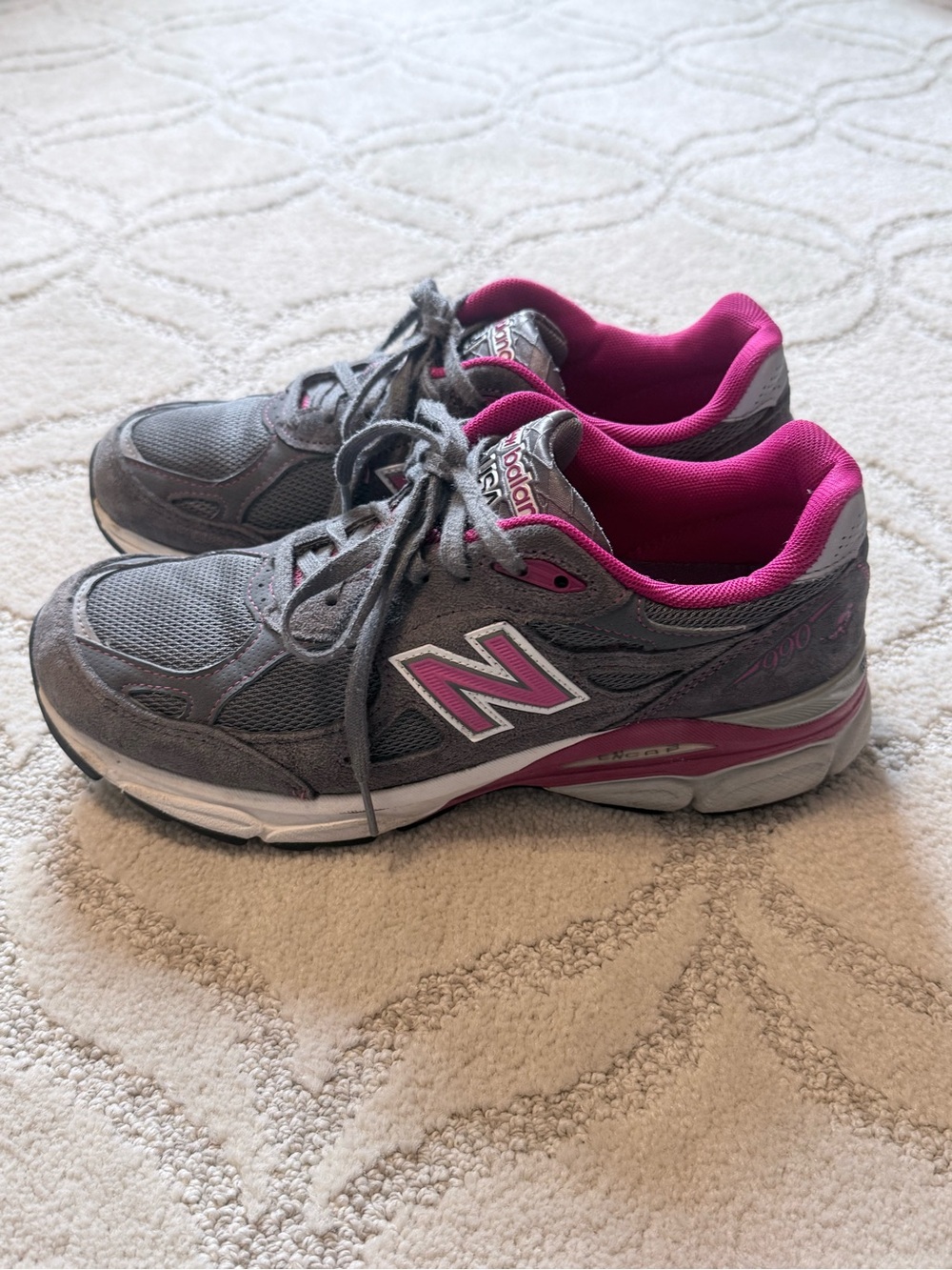 New Balance Gray with Pink Accent Athletic Sneakers